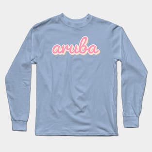 Aruba Retro Groovy Beach Typography Long Sleeve T-Shirt